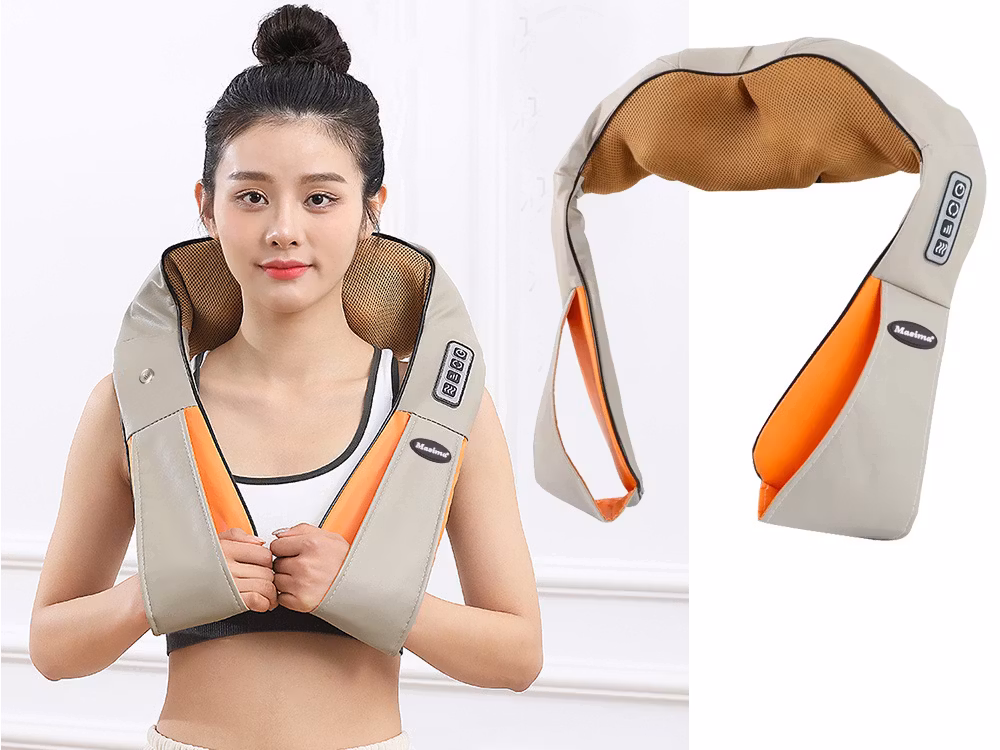 Shiatsu Massage -Nackmassageapparat för nacke, ryggmassage &axlar-Beige