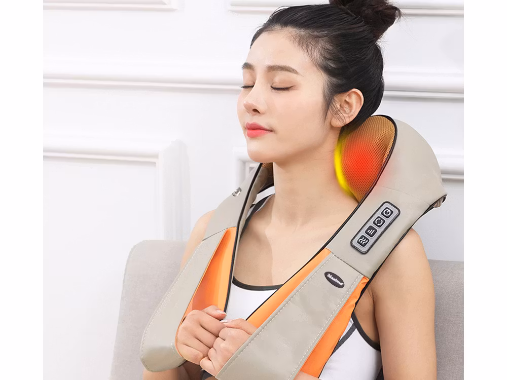 Shiatsu Massage -Nackmassageapparat för nacke, ryggmassage &axlar-Beige