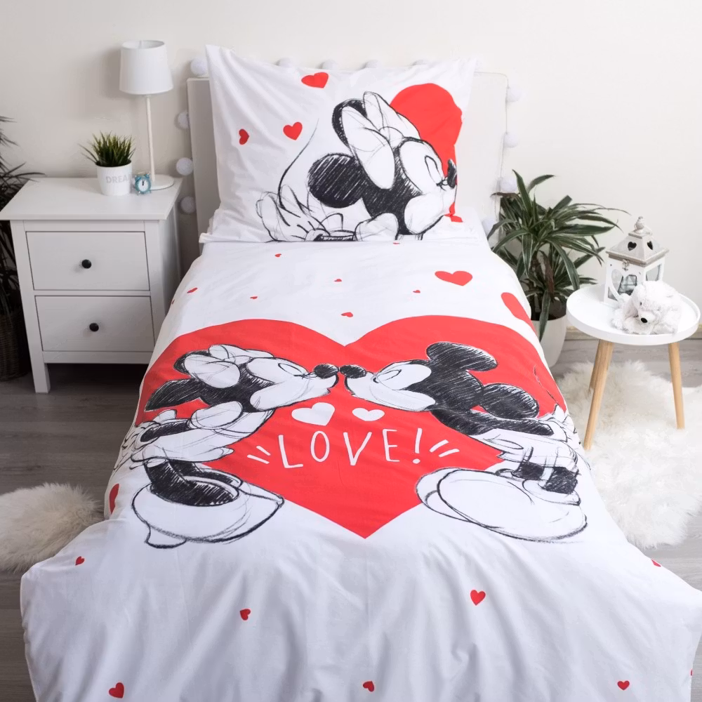 Disney Mickey Minnie Love Bäddset 140×200 cm, 70×90 cm