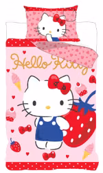Hello Kitty Strawberry sängkläderset 140×200 cm, 70×90 cm