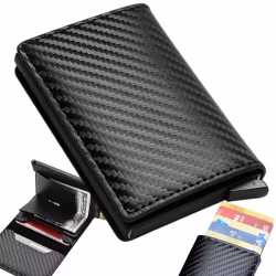 Men's RFID anti-theft wallet black for cards banknotes eco-leather