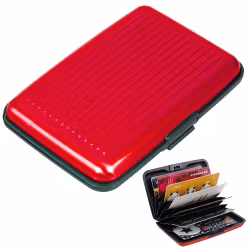Card case for documents Red, aluminum wallet