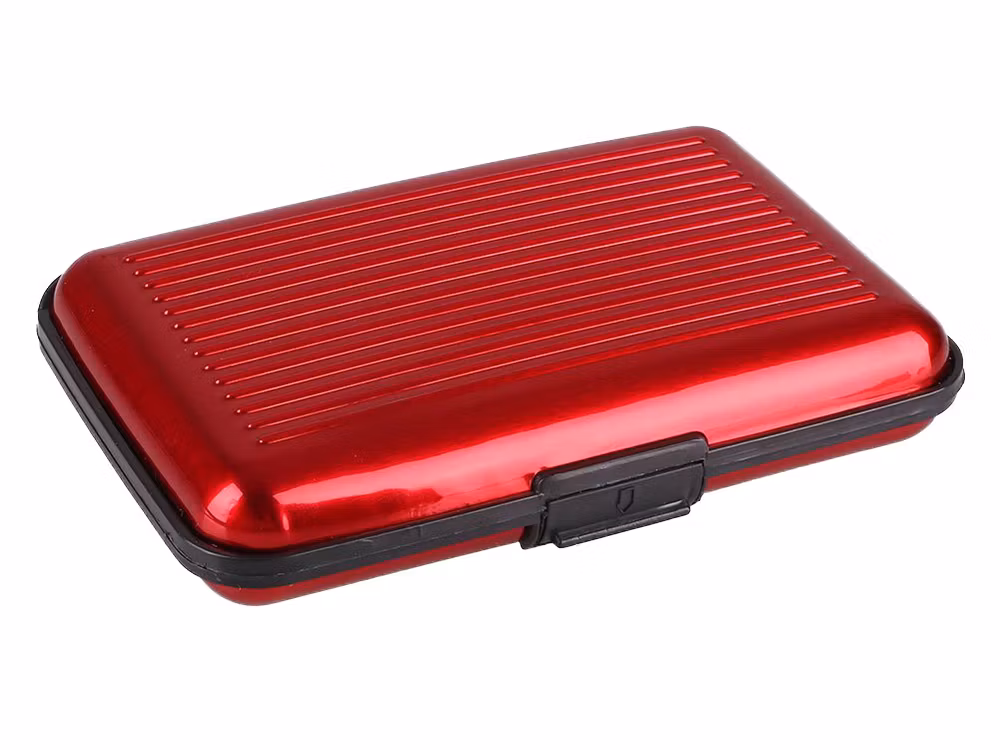 Kortetui for dokumenter Rød, aluminiumslommebok