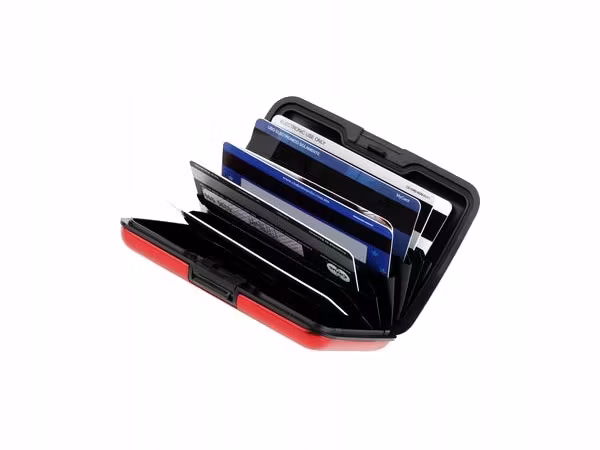 Kortetui for dokumenter Rød, aluminiumslommebok