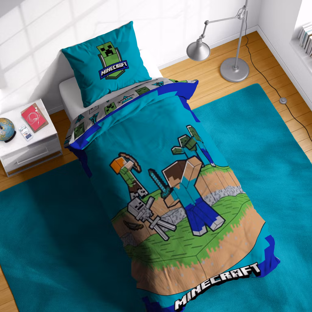 Minecraft The Fight Is On Sängkläder - bäddset 140x200cm, 70x90 cm