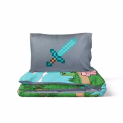 Minecraft Dyr og Mobs sengetøj til børn - 140x200 cm, 70x90 cm