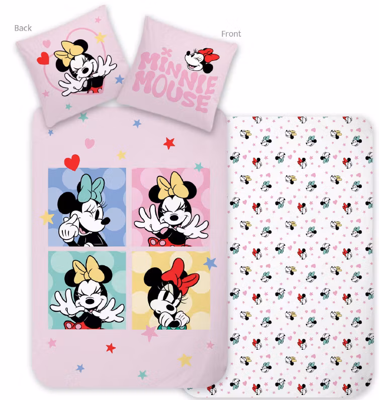 Barnesengetøy - Disney Minnie Kjærlighet & Latter sengetøysett 140x200cm, 70x90 cm
