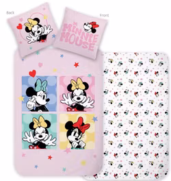 Børnesengetøj - Disney Minnie Love & Laughter sengetøjssæt 140x200cm, 70x90 cm