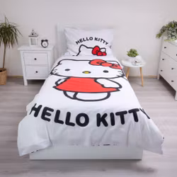 Hello Kitty vitt påslakansöverdrag 140x200cm, 70x90 cm