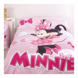 Disney Minnie Rosa Polka Rosett påslakanset 140x200cm, 65x65 cm