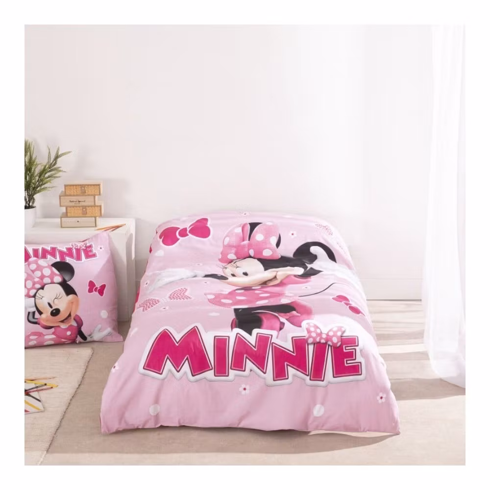 Disney Minnie Rosa Polka Rosett påslakanset 140x200cm, 65x65 cm
