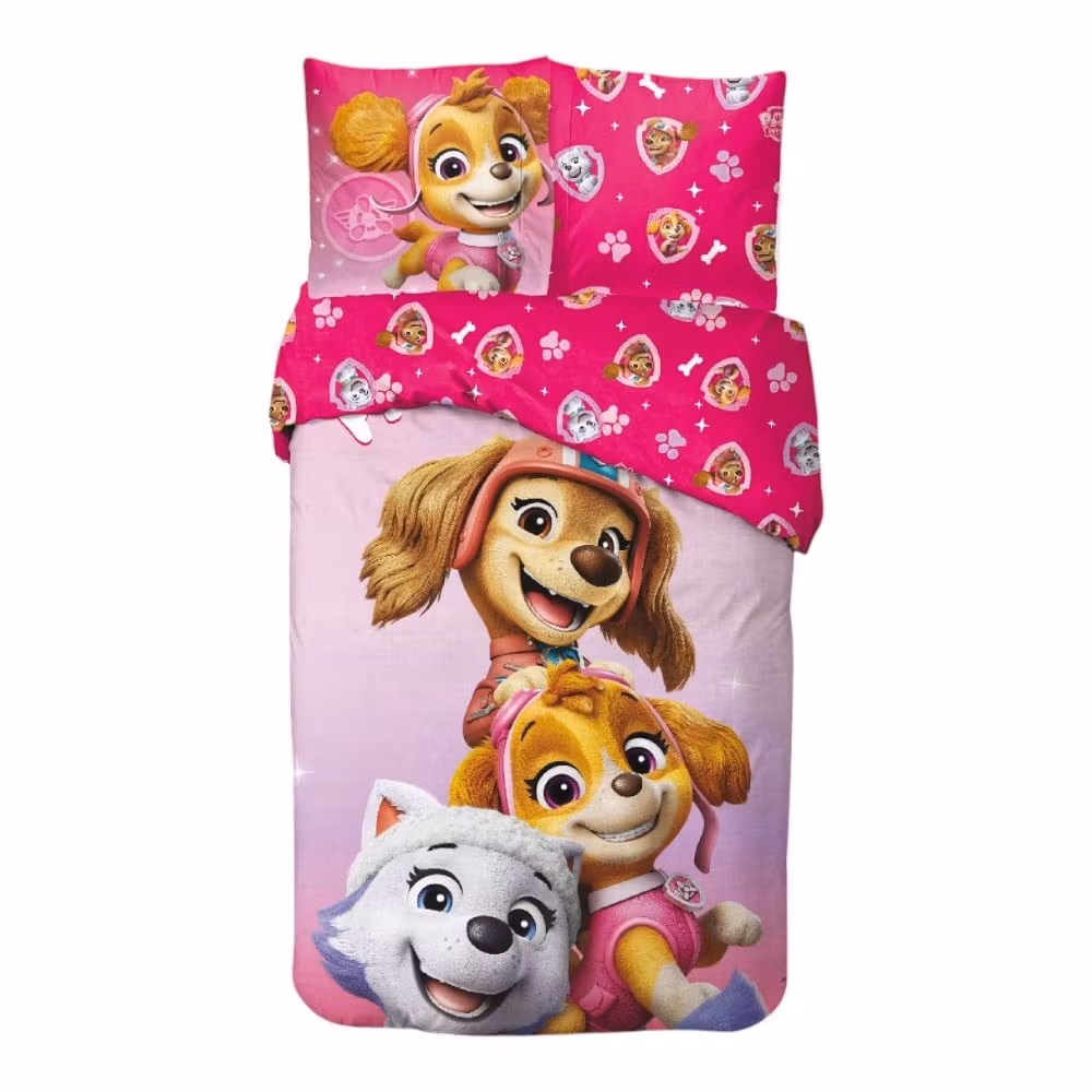 Paw Patrol Pink Squad bäddset 140x200cm, 65x65 cm