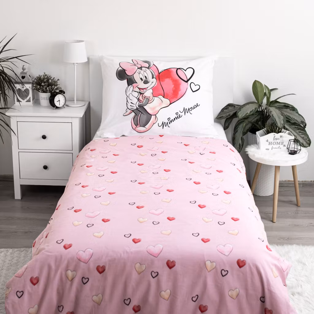 Disney Minnie Vitt bäddset 140x200cm, 70x90 cm