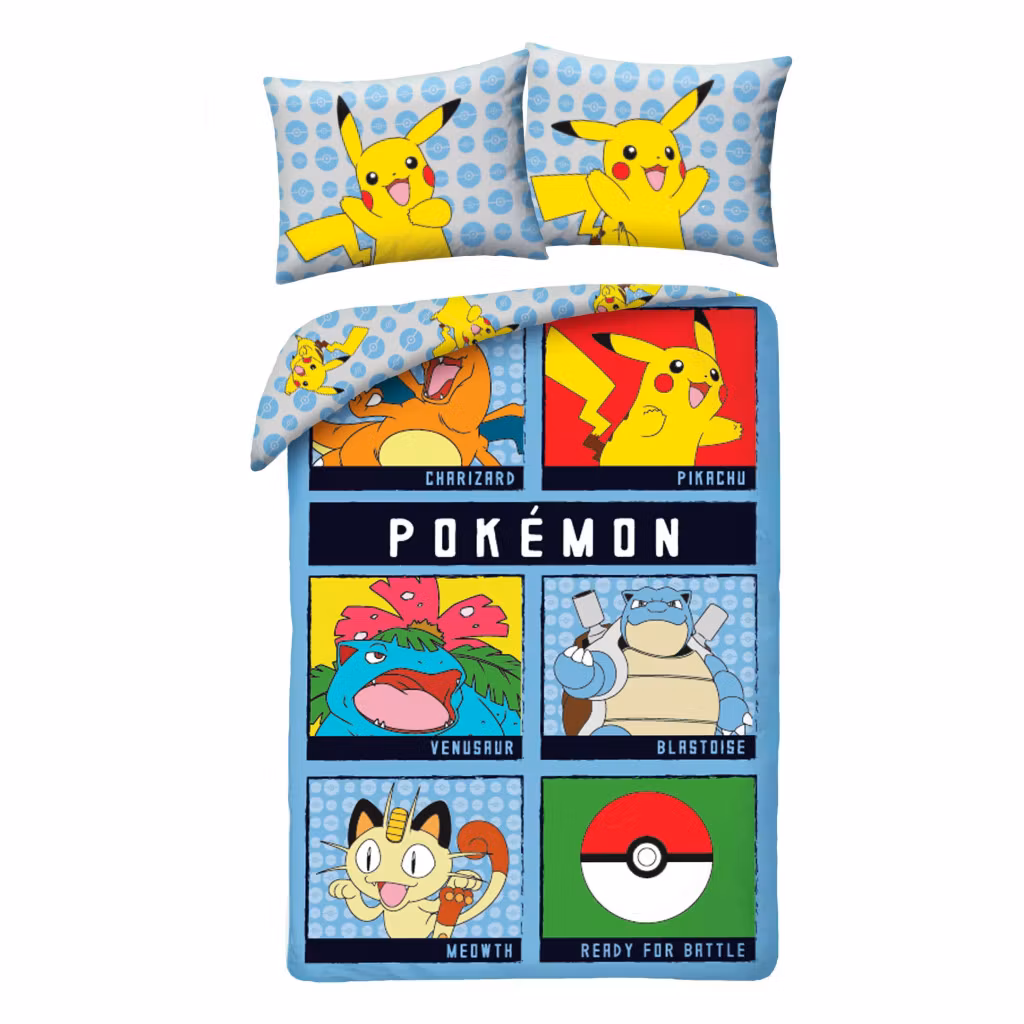 Pokémon Ready for Battle sängkläder 140x200cm, 70x90 cm