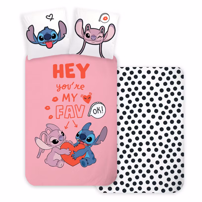Disney Lilo og Stitch Hello sengetøysett 140x200 cm, 70x90 cm