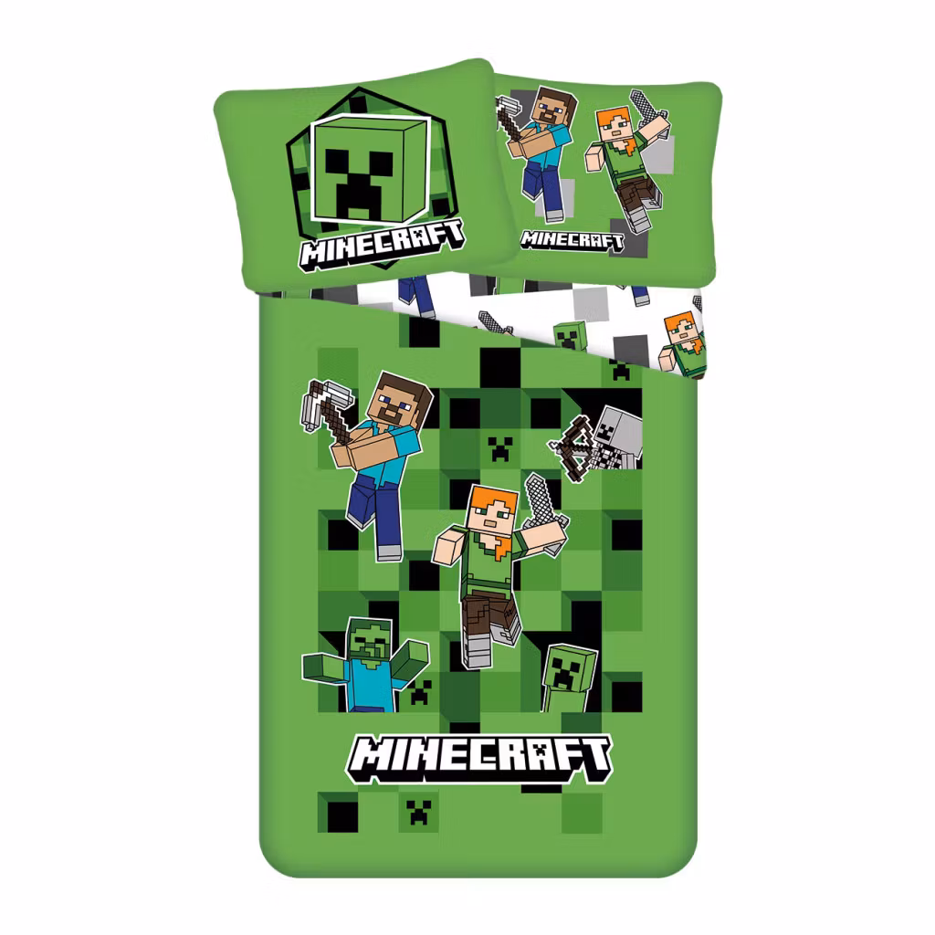 Minecraft Out of the Box bäddset 140x200cm, 70x90 cm mikrofiber