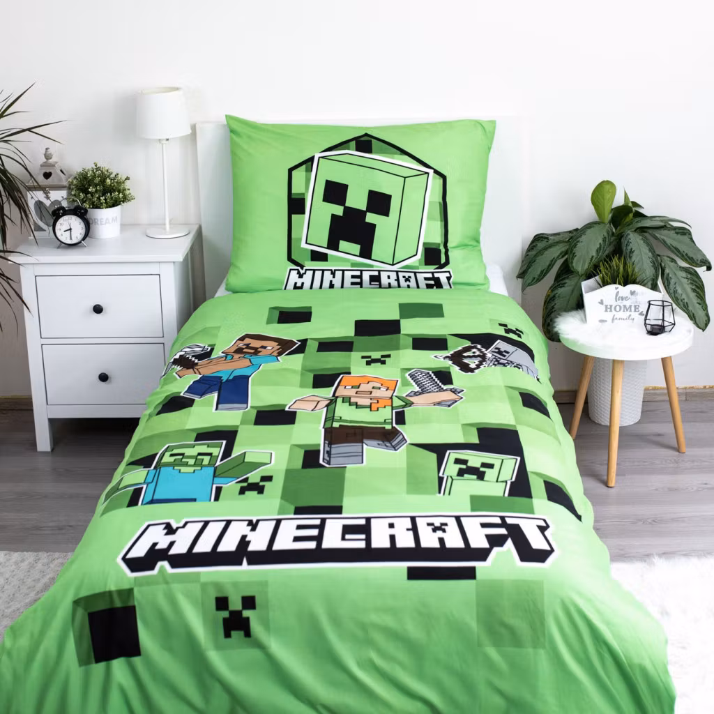 Minecraft Out of the Box bäddset 140x200cm, 70x90 cm mikrofiber