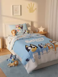 Bluey Family sängkläderset 140x200cm, 70x90 cm