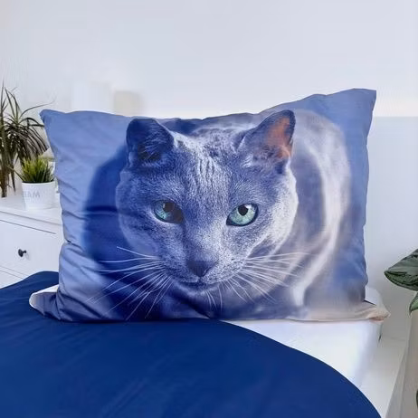 Påslakan Katt Mörk 140x200cm, 70x90 cm mikrofiber