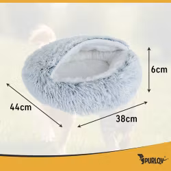 Hund-kattbädd- bädd för katter och små hundar 44x38x6 cm S - mjuk, halkfri, bekväm med tak.