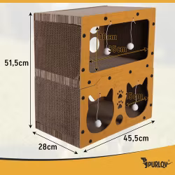 Kradsetræ til katte - toetagers hus - 51,5x45x28 cm