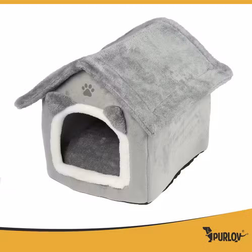 Kattbädd - grått hus - 39 x 38 x 35 cm