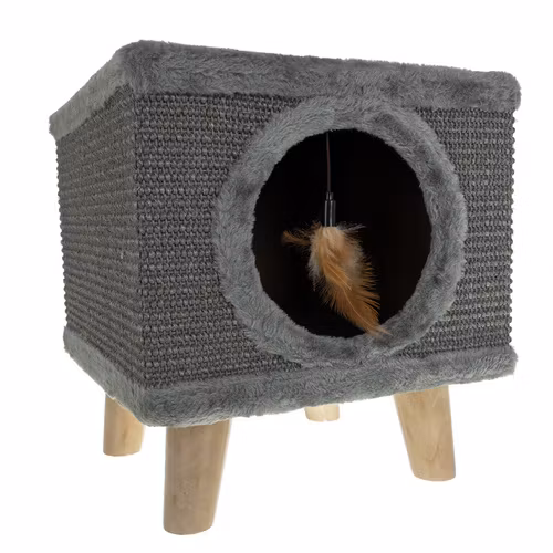 Katthus med bädd - 38 x 32 x 32 cm