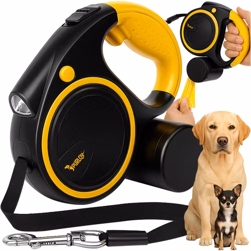 Automatiskt hundkoppel 10–25 kg med LED-ficklampa, låsband 5m