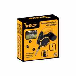 Automatisk hundesnor 10-25 kg med LED-lommelygte, låsestrop 5m