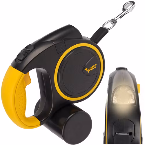 Automatiskt hundkoppel 10–25 kg med LED-ficklampa, låsband 5m