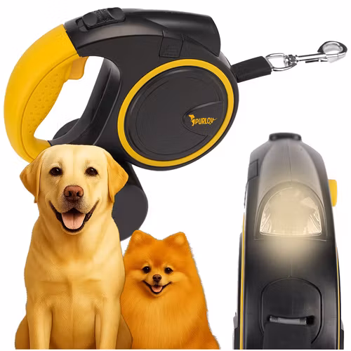 Automatiskt hundkoppel 10–25 kg med LED-ficklampa, låsband 5m
