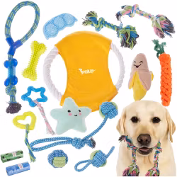 Hundetræklegetøj, reblegetøj med knuder, dybest set hundelegetøj 16 i 1