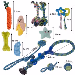 Hunddragleksak, repleksak med knutar, stort set hundleksaker 16 i 1