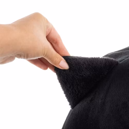 Plysch kattbädd - katthus, plyschbädd för vintern med öron, svart