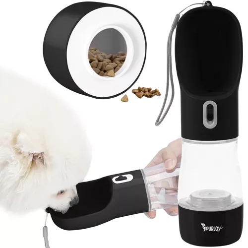 Flaska - vattenflaska med skål för hund & katt