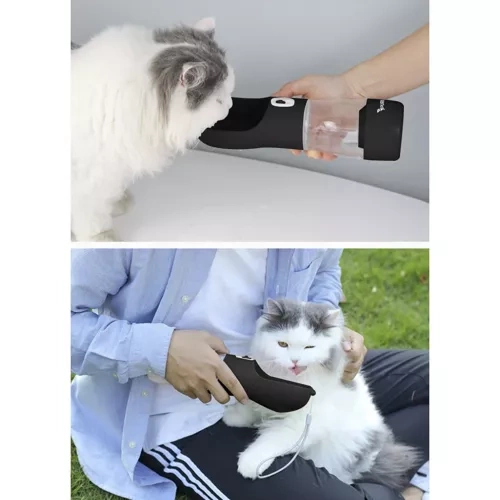 Flaska - vattenflaska med skål för hund & katt