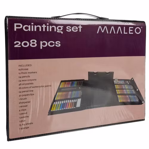 Painting set in suitcase - 208 pieces