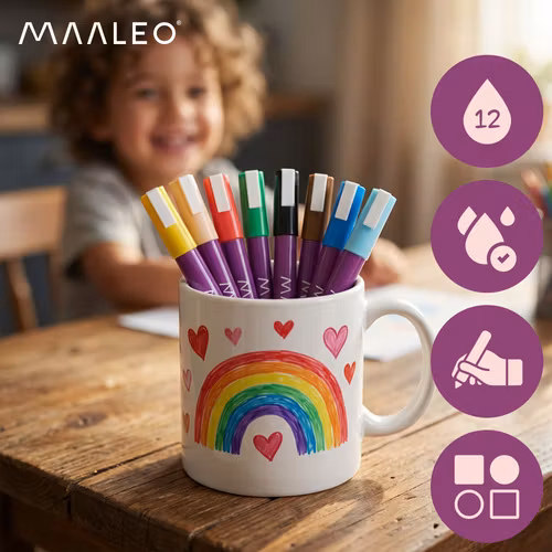 Akrylpennor, tuschpennor, vattenfasta pennor, set med 8 för stenar