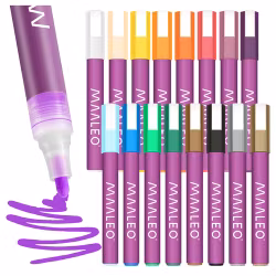 Akrylpenne, tuschpenne, vandtætte tuscher, sæt med 16 til sten