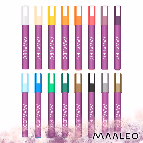 Akrylpennor, tuschpennor, vattenfasta markörer, set med 16 för stenar