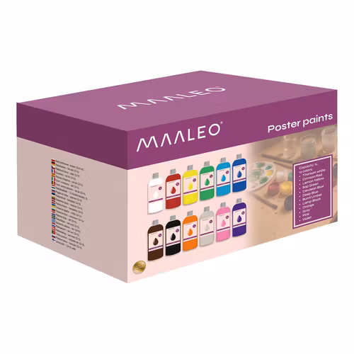 Posterfärger - set med 12 st x 1L