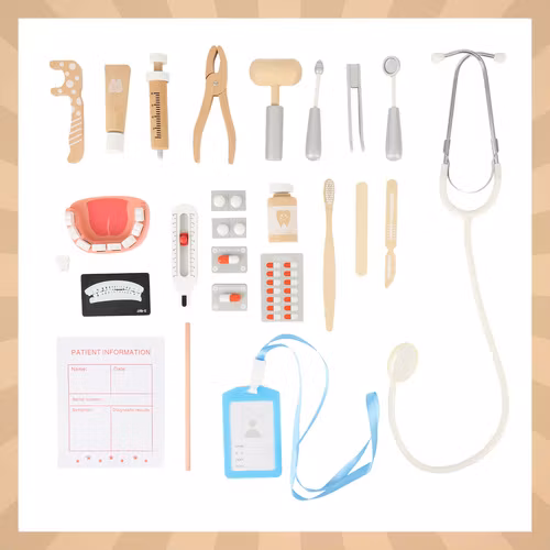 Läkarväska för barn, Little Dentist Set, 24 delar i -första hjälpen-kit som present.