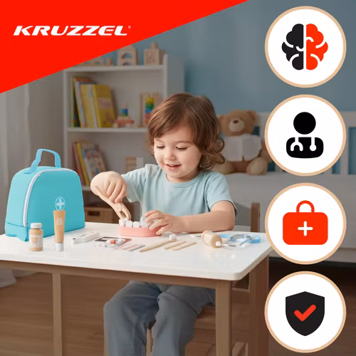 Läkarväska för barn, Little Dentist Set, 24 delar i -första hjälpen-kit som present.