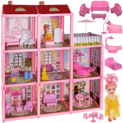 Dockhus i 3 våningar med balkong + docka + 22 möbler