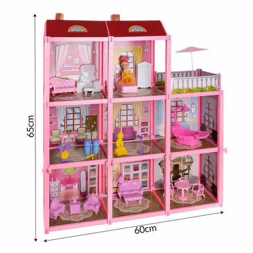 Dockhus i 3 våningar med balkong + docka + 22 möbler