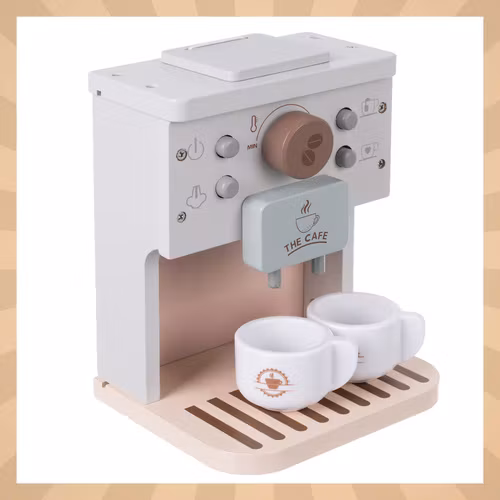 Träkaffebryggare för barn + tillbehör - Kreativ leksak att ge bort