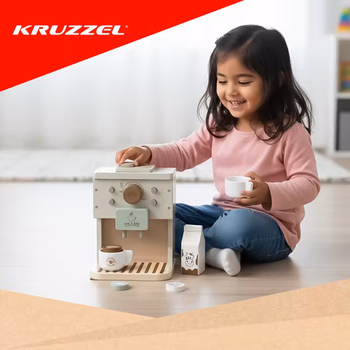 Träkaffebryggare för barn + tillbehör - Kreativ leksak att ge bort