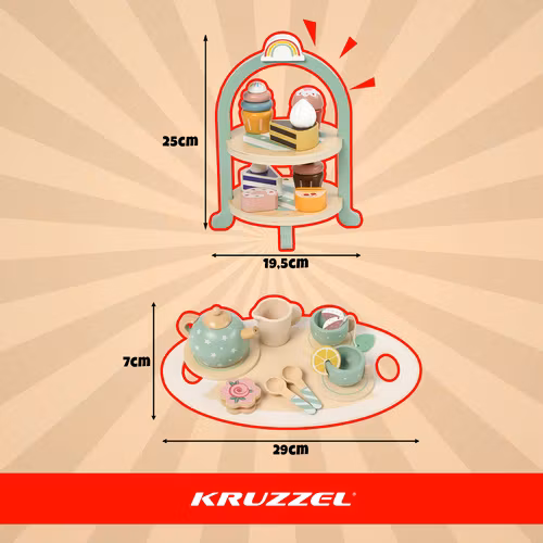 Kruzzel Stor Trä Teservis - Barnlekset + Kakfat