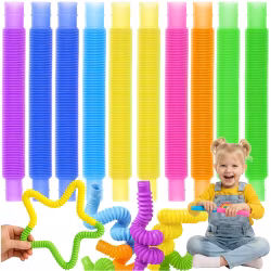 POP Sensoriska Rör - Set med 10 färgglada, flexibla, töjbara