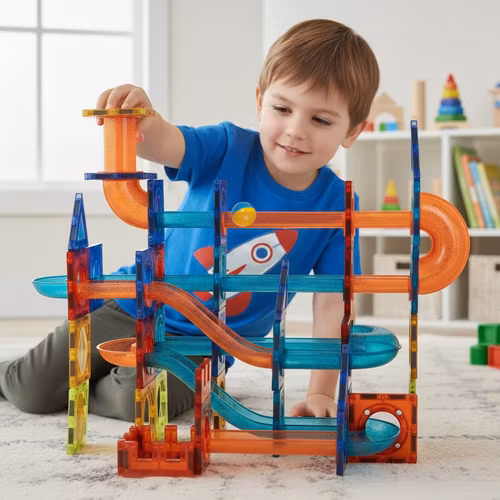 Magnetiska klossar - bollbana 96 delar